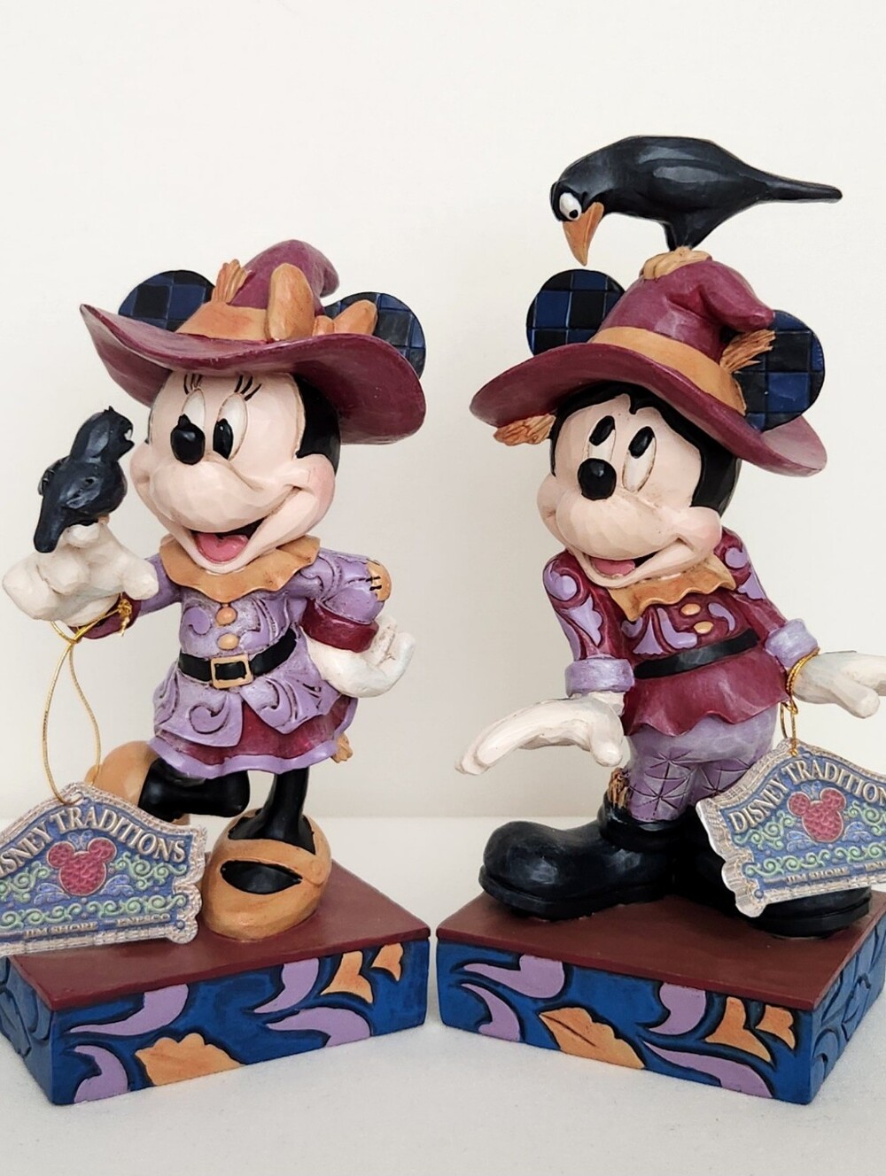Jim Shore Disney Halloween Mickey & Minnie Mouse Scaredy Crow Figurine Set